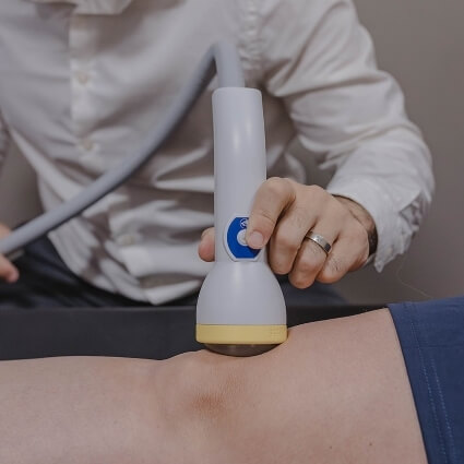 softwave treatment on persons knee