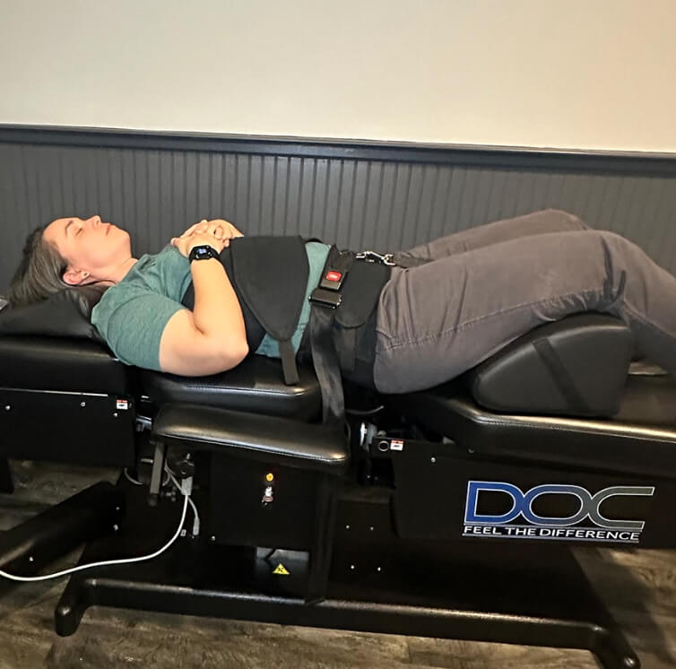 patient on spinal decompression table