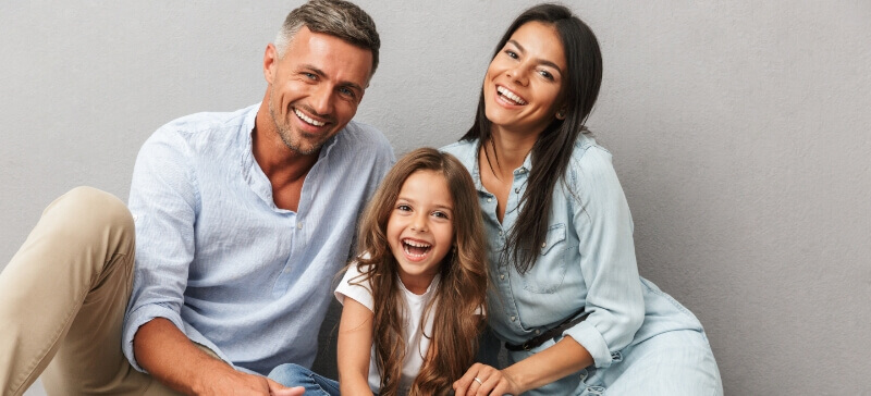 Happy family of three