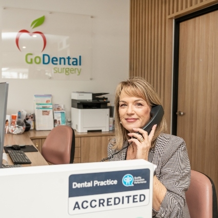 Staff member answering phone call