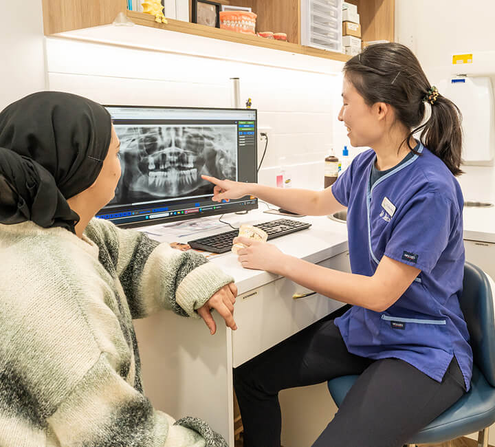 Patient looking at Xray