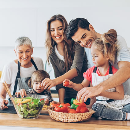 family prep dinner