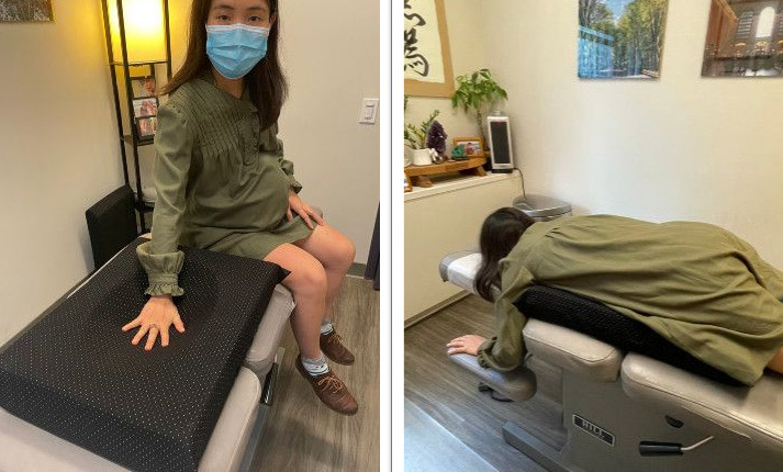 pregnant patient on chiropractic table