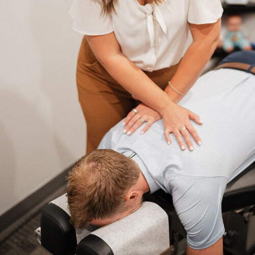 Upper-back adjustment for male patient