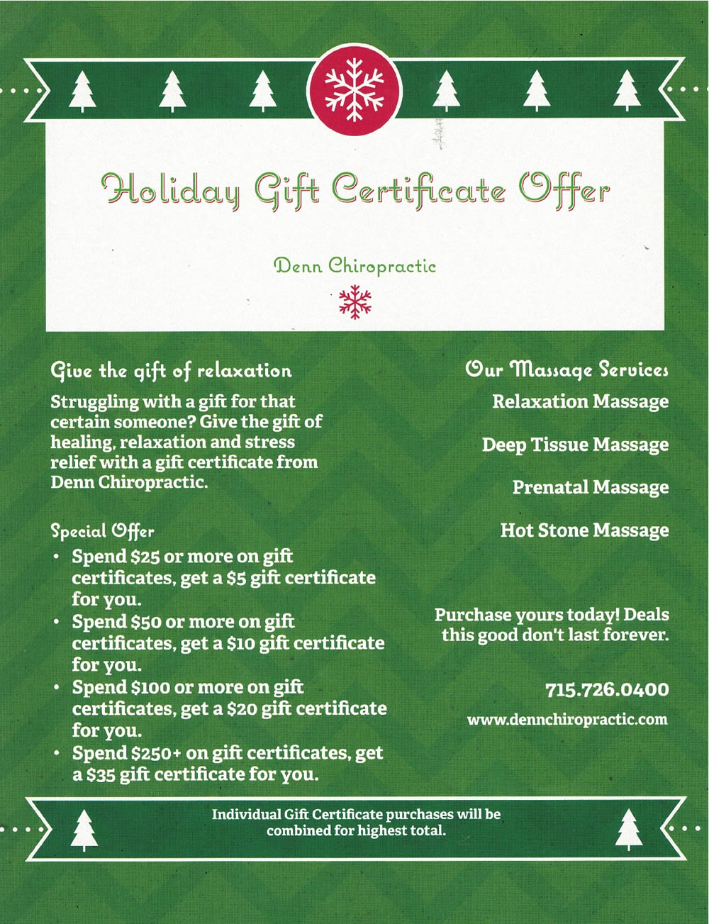 Holiday Massage deal