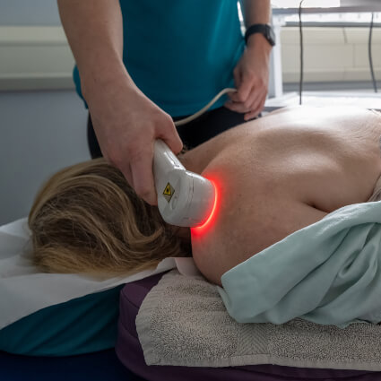 Laser therapy on shoulder