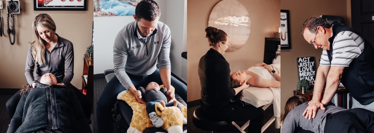 Photo collage of patients being treated at Broman Chiropractic & Wellness Center