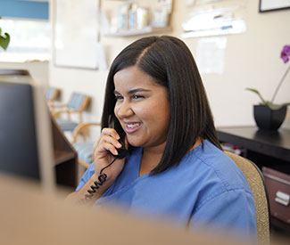 Receptionist on phone