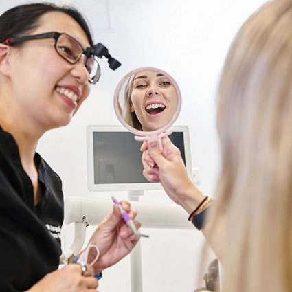 woman on mirror