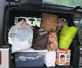 Mother's Day charity items in car