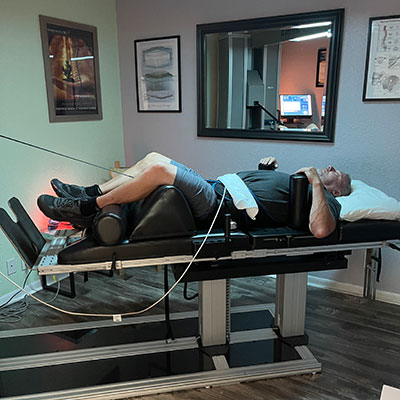 Man getting spinal decompression treatment