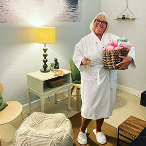 Woman enjoying her spa room