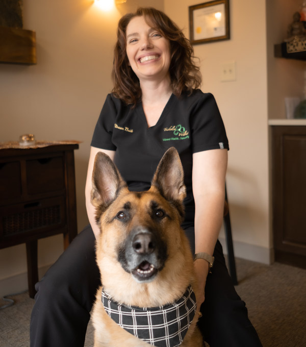 Dr. Dawn Buik with Max the office dog