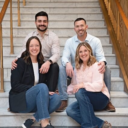 Team on stairs