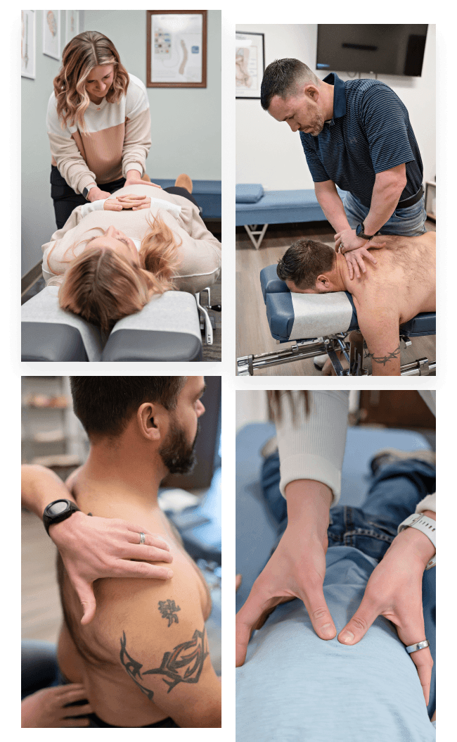 collage of Cheyenne chiropractors adjusting patients