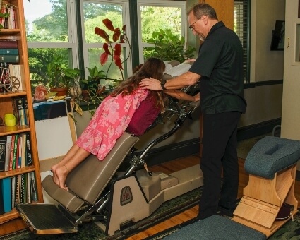 Pediatric patient on a chiropractic table