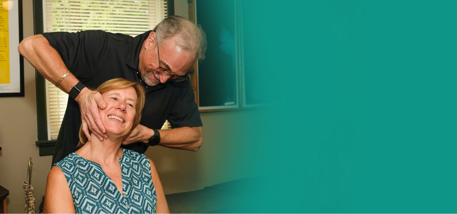 Female patient receiving a chiropractic neck adjustment at Main Street Chiropractic