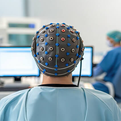 patient wearing eeg