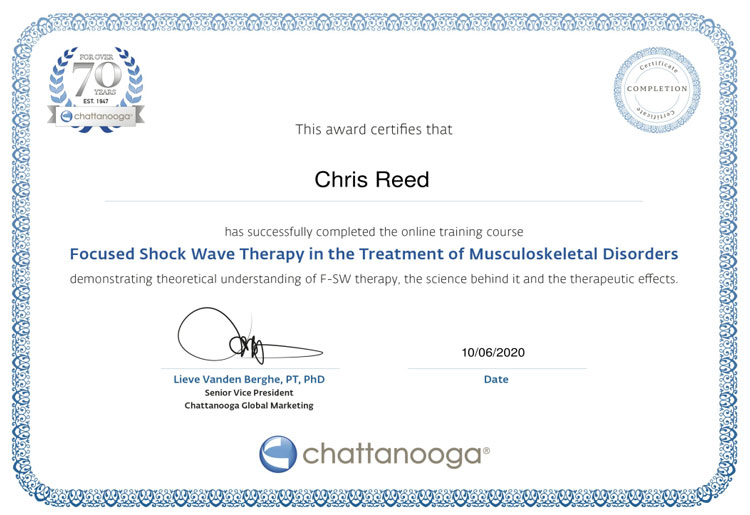 Reed Shock Wave Certificate