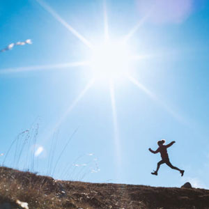 Person running on hill