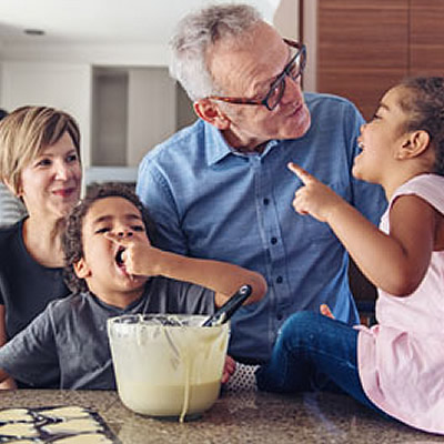 family baking together