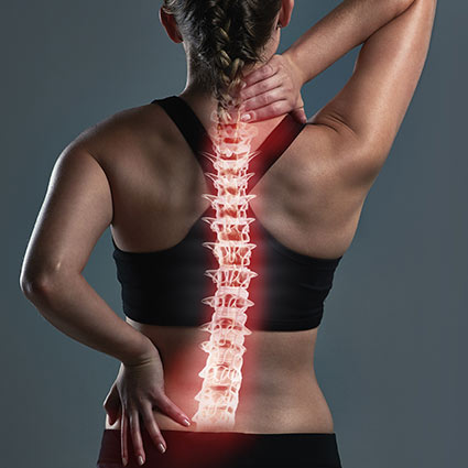 spine illustration shown on a woman's back