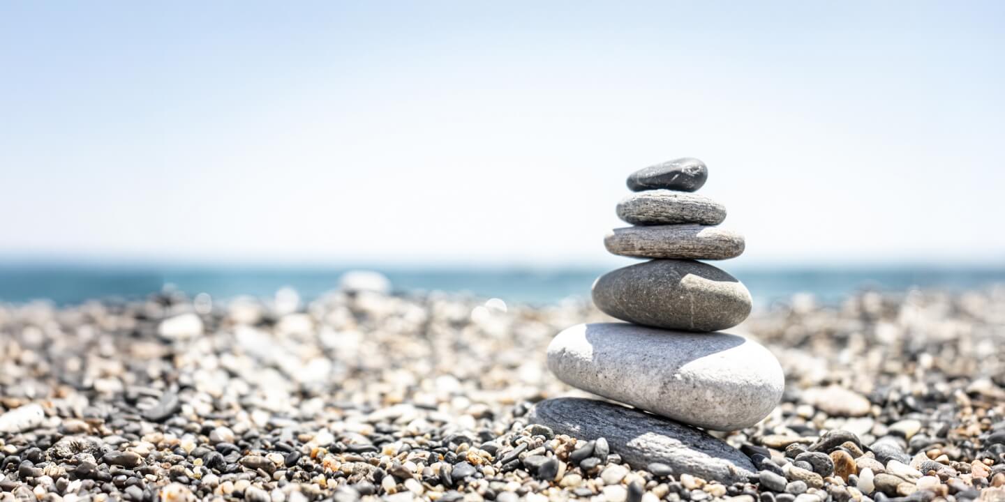 stones piled up on the beach