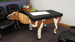 Our new kid's adjusting table! The kids named her Ginger!