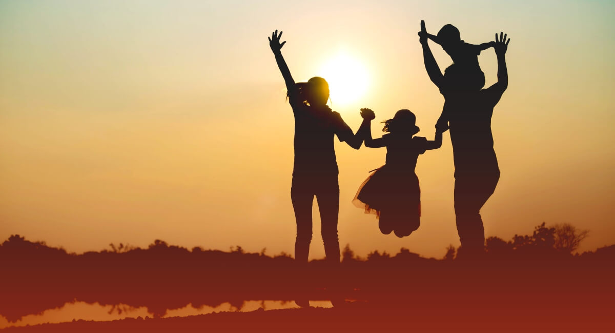 Silhouette of a happy family