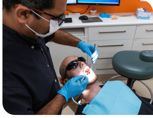 person in dental chair