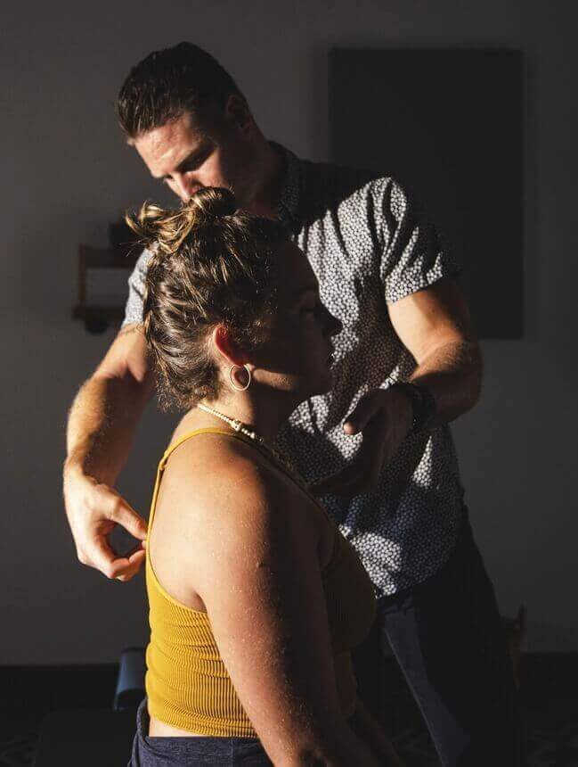 Life Potential Chiropractic patient having back examined