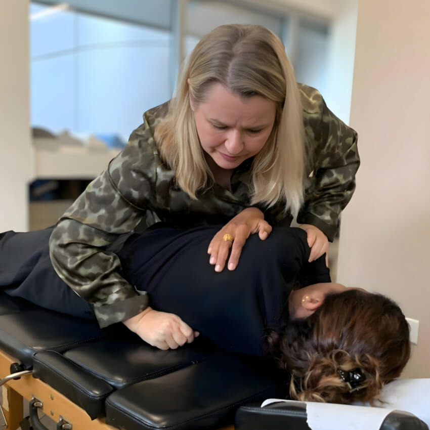 patient having back adjusted