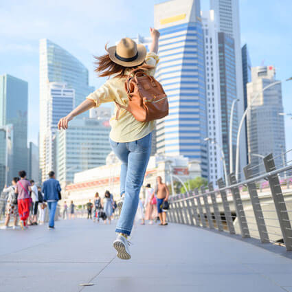 happy woman in singapore