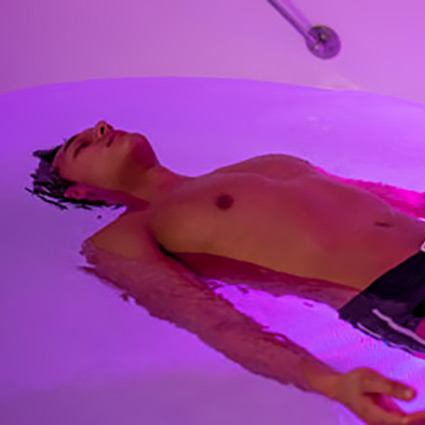 person in floation tank