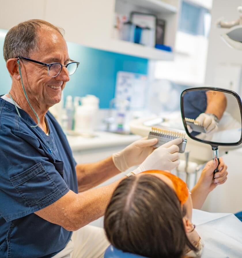 Dentist checking patient