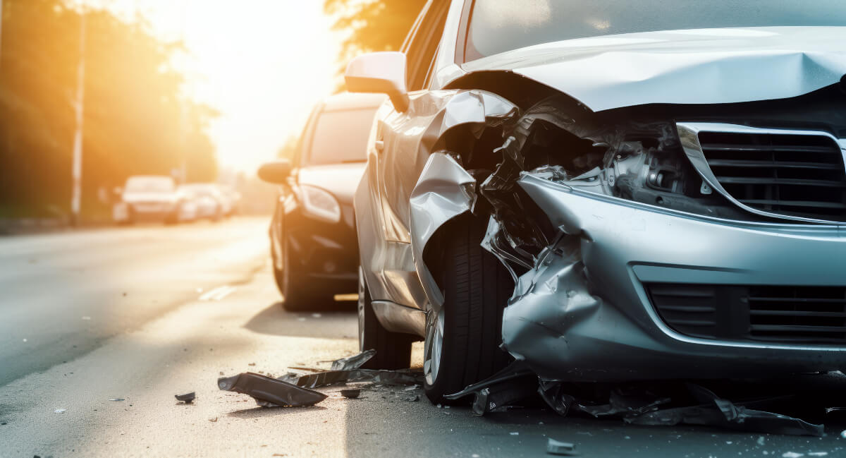 Vehicle with damage after crash