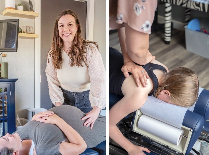 collage of Poland Chiropractic Inc. patients being adjusted
