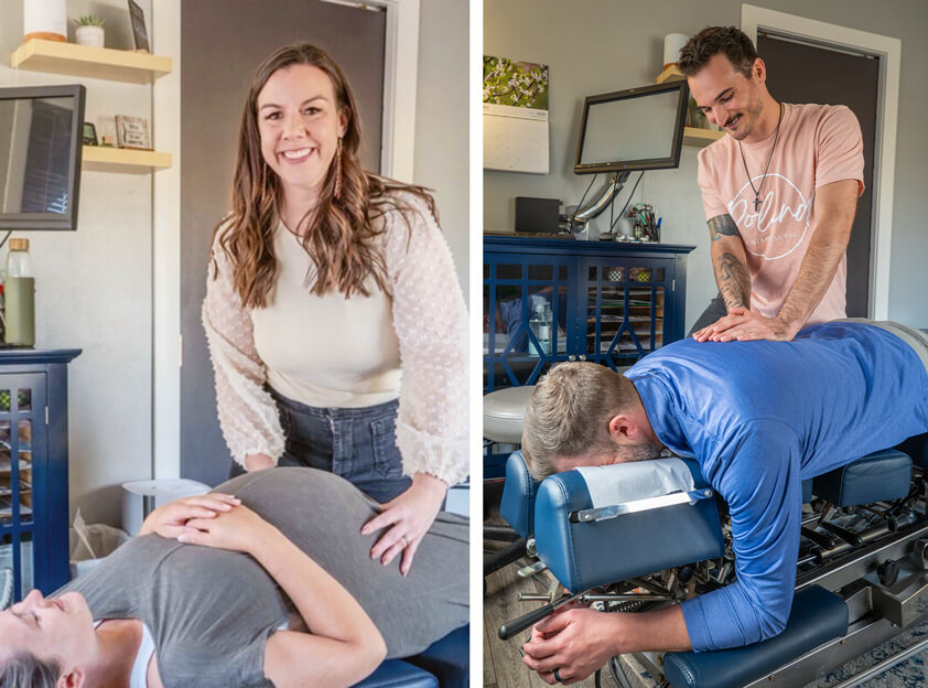 collage of Poland Chiropractic patients being adjusted