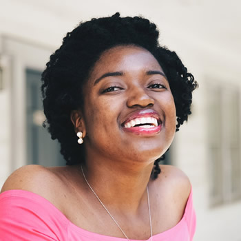 Woman smiling cheerfully
