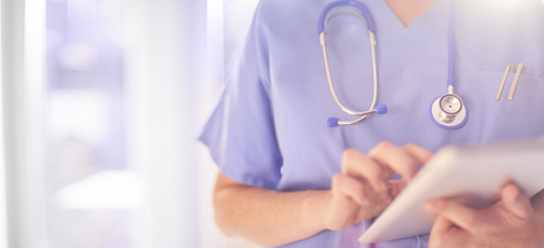 Doctor checking patients records