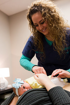 Edwardsville Chiropractor, Dr. Kari and Newborn Patient
