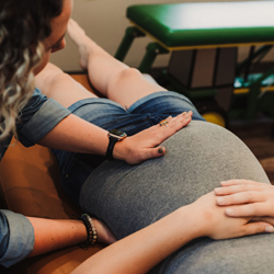 Pregnant mom being adjusted