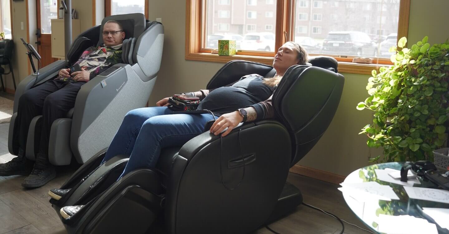 patients in massage chair
