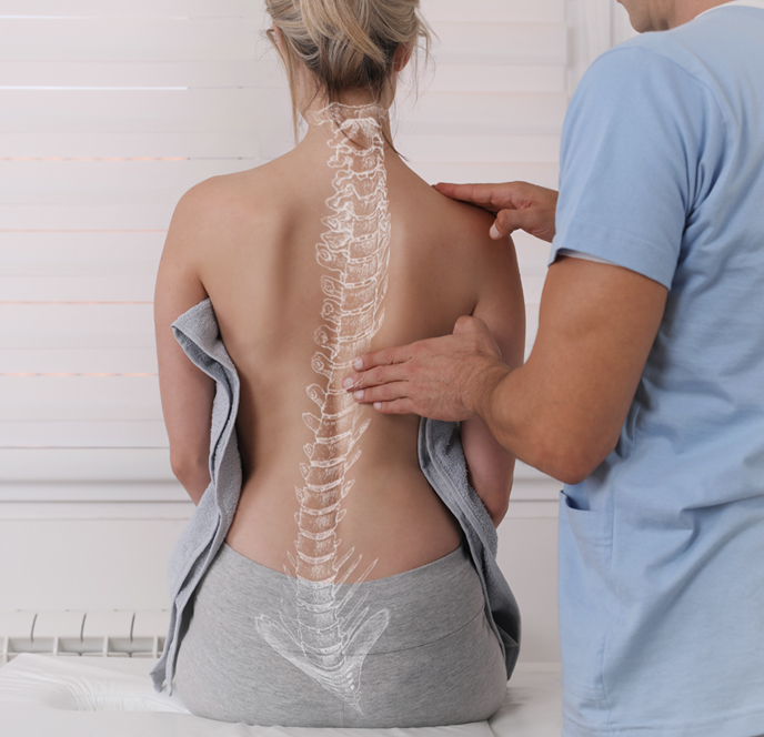 illustration of a spine laid over a persons back