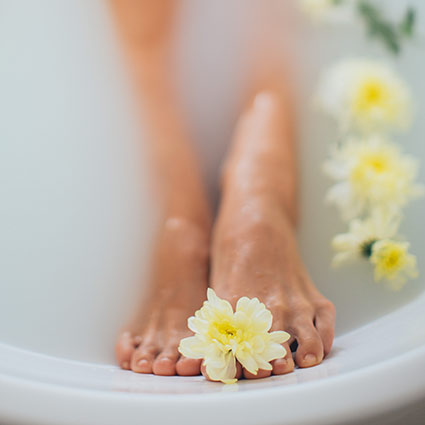 feet in a bath