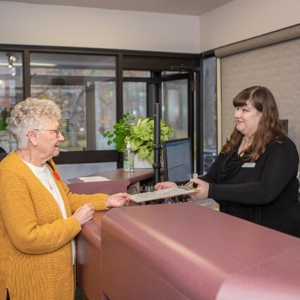 patient at our front desk