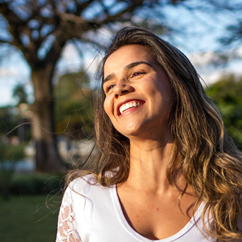 Woman smiling with full confidence