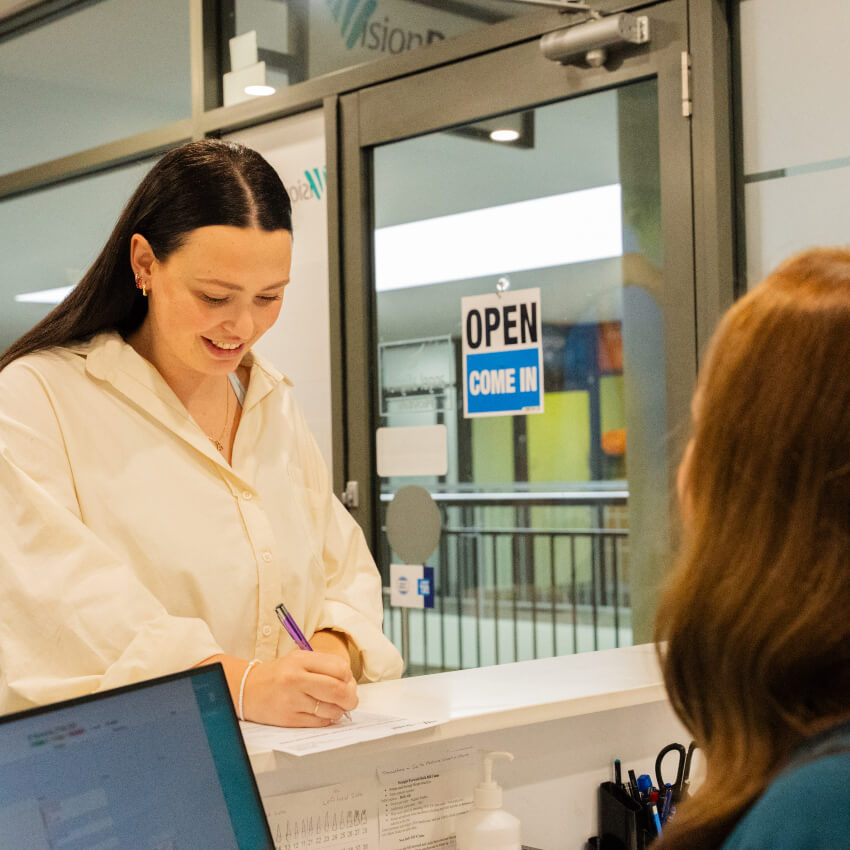 patient at our reception desk
