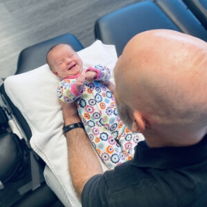 happy baby getting adjusted