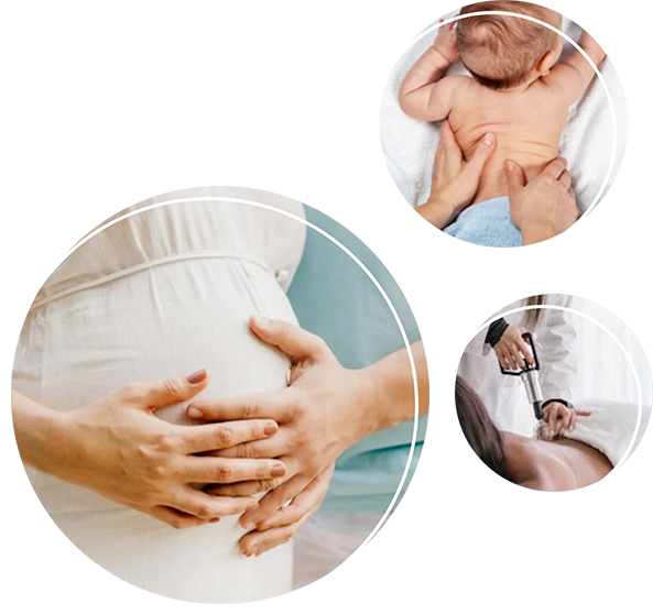 Collage of pregnancy and pediatric adjustment photos